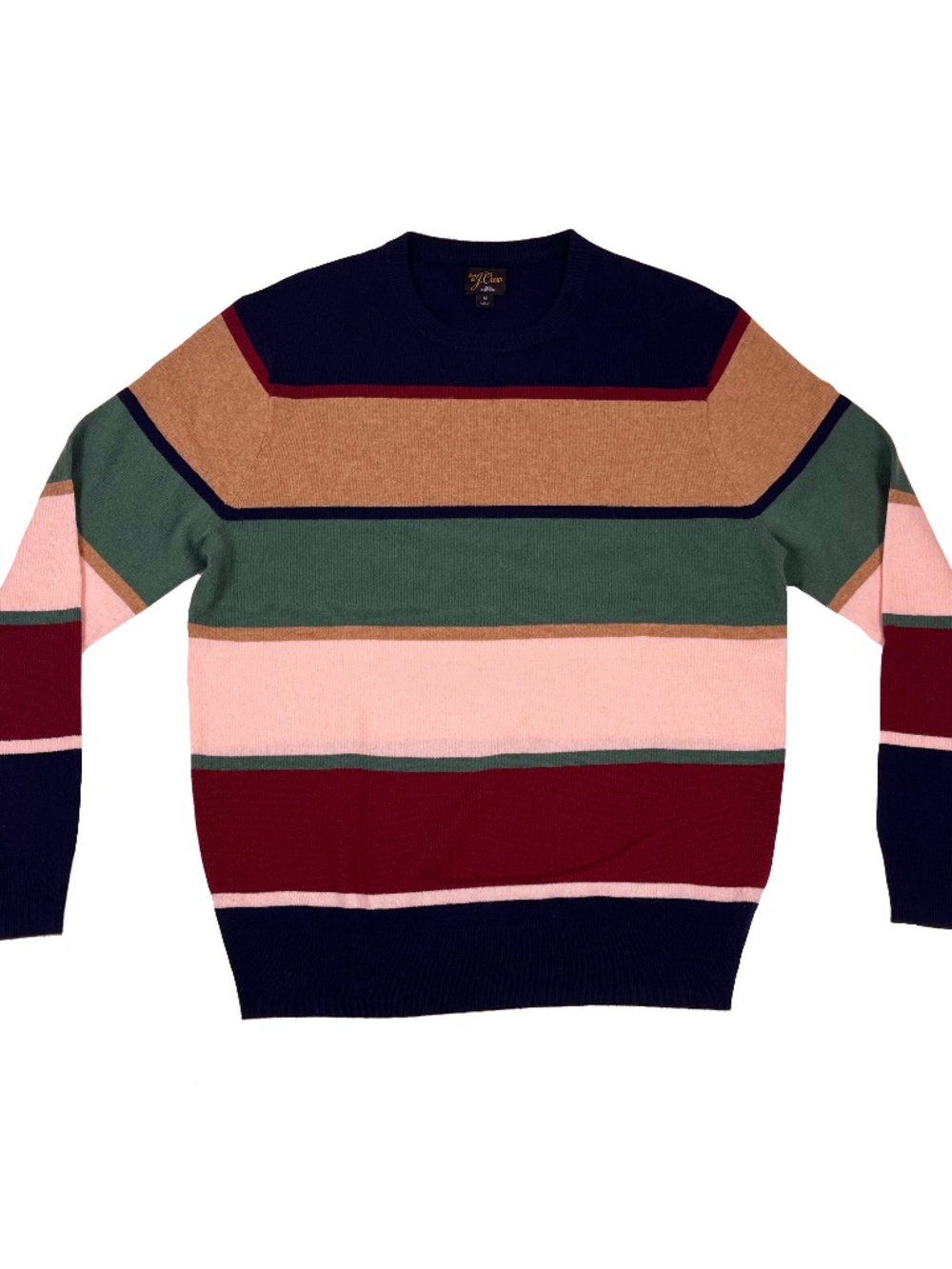 J Crew Men’s 100% Cashmere Crewneck Sweater Multicolor Stripe
